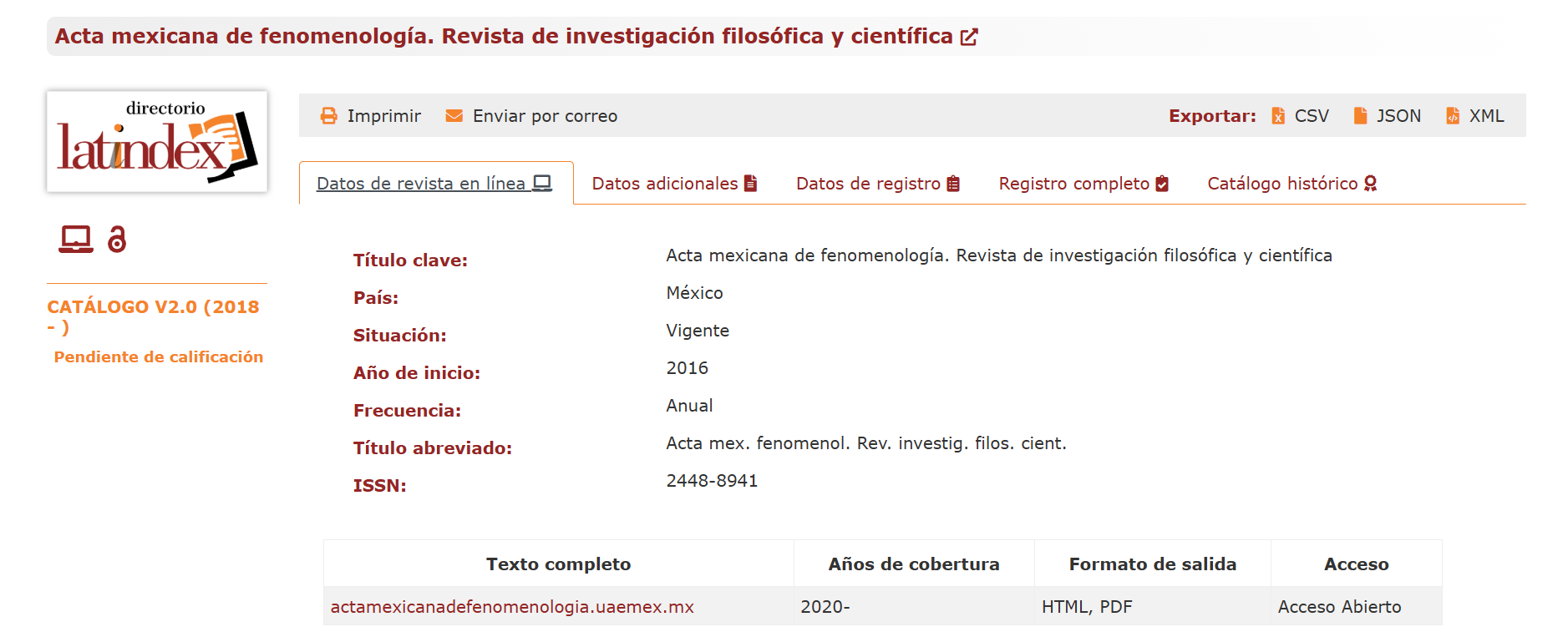 Ficha Latindex AMF